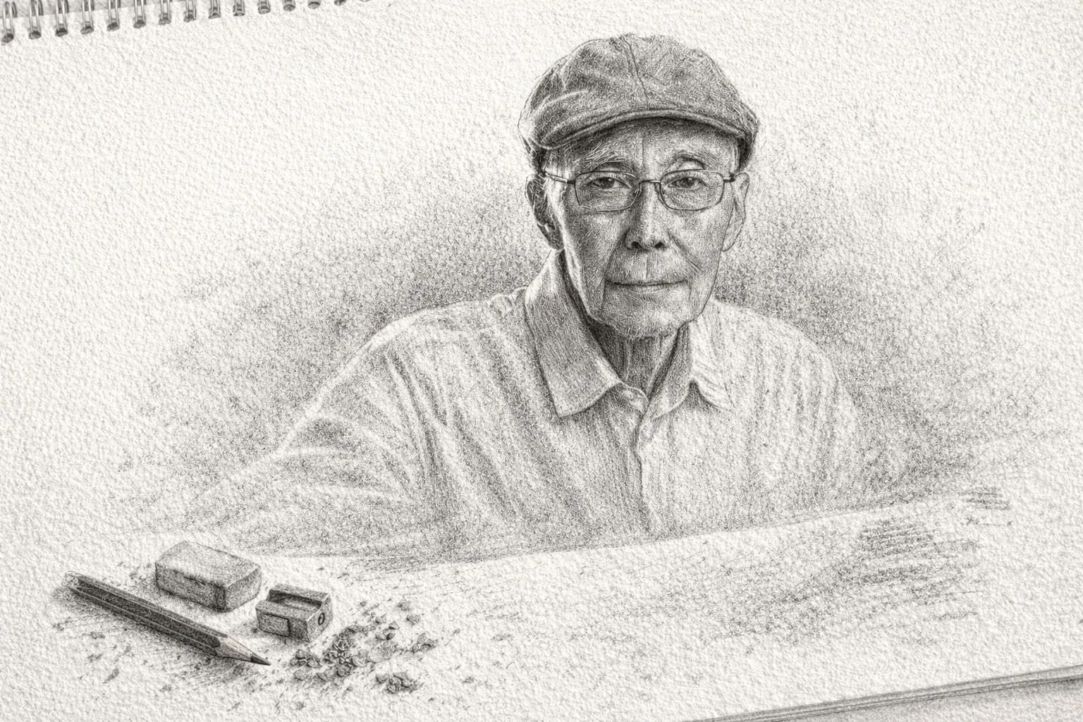 Gambar Sapardi Djoko Damono, dibuat dengan AI.