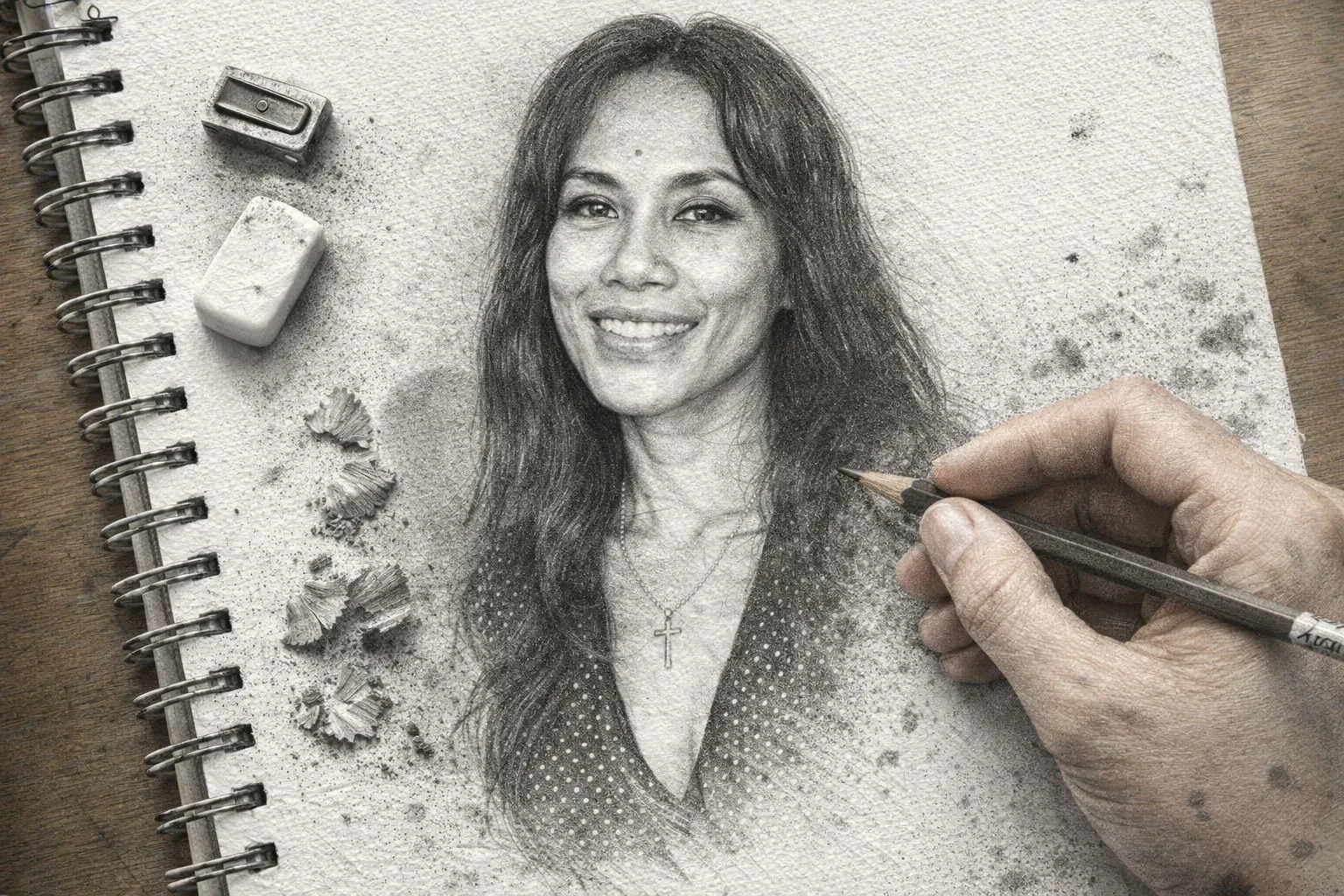Gambar Ayu Utami, dibuat dengan AI.